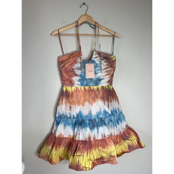 NWT Alexis Naim Dyed Halter-Neckline Open Back Minidress Desert Indigo Size: XS - Picture 2 of 10